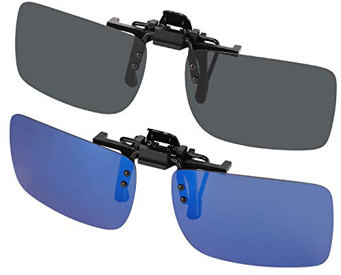 Hifot Clip Gafas de Sol polarizadas Lentes 2 Piezas, Flip up Gafas de Sol para Mujer Hombre, Suplementos de Sol para Gafas graduadas