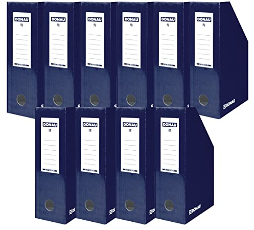 DONAU 7648101-18FSC Stehsammler Stehordner Archive Box Pappe A4/ 10er Pack/ 10 Stück/Lackierter Karton - Dunkelblau/bis zu 1000 Blatt Für Büro, Schule und Zuhause zur Aufbewahrung von Dokumenten
