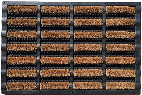 oKu-Tex Fußmatte | Fußabtreter | Türmatte | Eingangsmatte | „Java“ | mit Bürste | Kokosmatte mit Gummi | für außen | rutschfest | 45x75 cm, 1230001, Natur