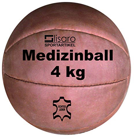 Lisaro Medizinball aus Echt-Leder | Superqualität | Vintage (Retro-Look) | Gymnastikball | Gewichtsball | Slamball | 4 kg