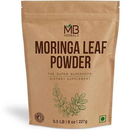 MB Herbals Moringa Leaf Powder 8 oz (227g / 0.5 LB) | 100% Pure Moringa Powder | Easily Mixes in Drinks & Smoothies | No Preservatives