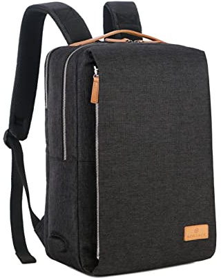 Nordace Siena - 15.6 Inch Laptop Backpack for Men & Women with USB Charging Port, Waterproof - Daily, Travel, Work, School, Black, 19L, Travel Backpacks