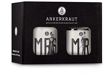 Ankerkraut Hochzeits-Box, Salz & Pfeffer als Geschenk, im Korkenglas (Mr. & Mrs.)