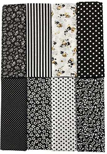 Jukway 8 stycken bomullstyg, metervara, 50 x 50 cm, tyg, lapptäcke, tygpaket, bomull, tygrester, gör-det-själv, bomullshandduk med olika mönster, tyger för sömnad, quiltning, dekoration, hantverk
