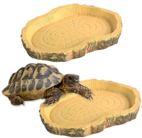 NHPY 2 pièces Bol d'alimentation pour Reptiles Nourriture Tortue terrestre, Nourriture pour Bol pour Reptiles en Feuilles, Bol à Boire pour Maison De Tortue, Bol d'eau pour Reptiles
