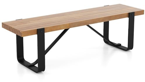 COSTWAY 152cm Long Dining Bench, Metal Frame Hallway Bench with Adjustable Foot Pads, 300KG Weight Capacity Entryway Bench Seat Footstools for Kitchen Living Room Bedroom