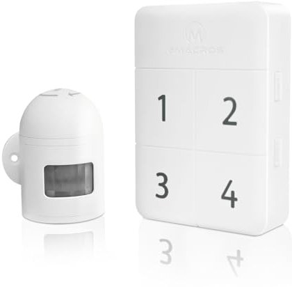 HOMEYO Alarme d'allée sans fil avec détecteur de mouvement résistant aux intempéries, alarme de sécurité domestique de 150 m, détecteur de mouvement pour jardin/boîte aux lettres/portail/hangars