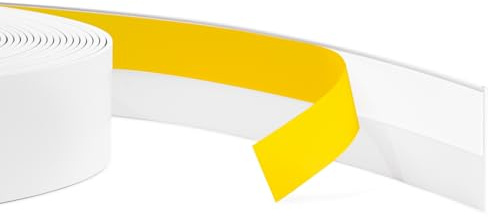 Quest plattlist, täcklist, fönsterlist självhäftande - Bredd 60mm - PVC-list, avslutningslist, flexibel täcklist, flexibel fönstertäcklist, platt - 20 meter, Vit