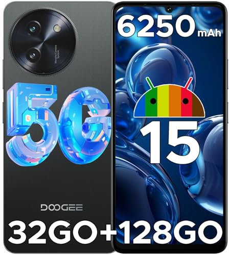 DOOGEE Note 59 5G Smartphone Ohne Vertrag Android 15, 32GB+128GB/2TB TF, 6250mAh, 6.75 HD+ 120Hz, T8200 Octa Core Handy Günstig, 16MP+8MP, Dual SIM Simlockfreie Handys, OTG, GPS, Face ID/NFC