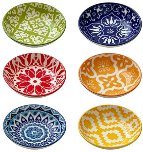 GXIQYL 6 Stück Keramik Dipschalen,Gewürzschalen Klein,Soja Saucenschälchen,Dipschälchen,Tapas Schalen Set,Snackschalen & Dipschalen,Snackschalen Set 6er Snack Bowl für Sushi Snack