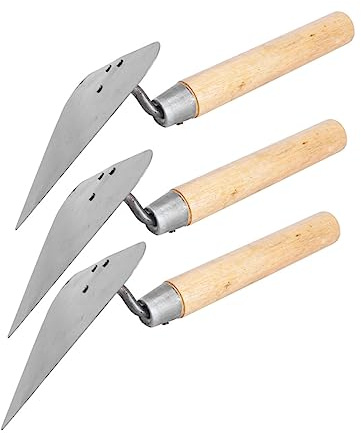 DIYEAH 3piezas Palustra Albañil De Acero Inoxidable Con Mango De Madera Paleta Triangular Para Fratasadora De Mortero y Alisador De Hormigón Herramienta De Albañilería