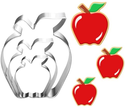 UKoosien äppelkakskärare set – 3 delar (9,0 cm/7,0 cm/5,0 cm) – kakmått i rostfritt stål, diskmaskinssäker – för kakor, kakor och dekoration – perfekt för födelsedag, höst, semester