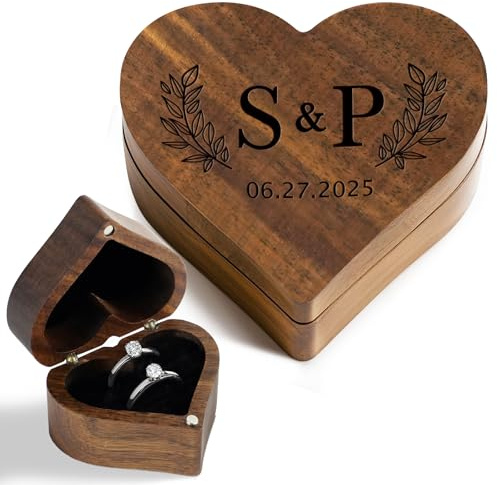 Bemaystar Custodia per Anelli in Legno Personalizzata - Scatola Portaanelli Regalo per Fidanzata e Moglie - Idea Regalo per Matrimonio, Anniversario, Fidanzamento e Compleanni
