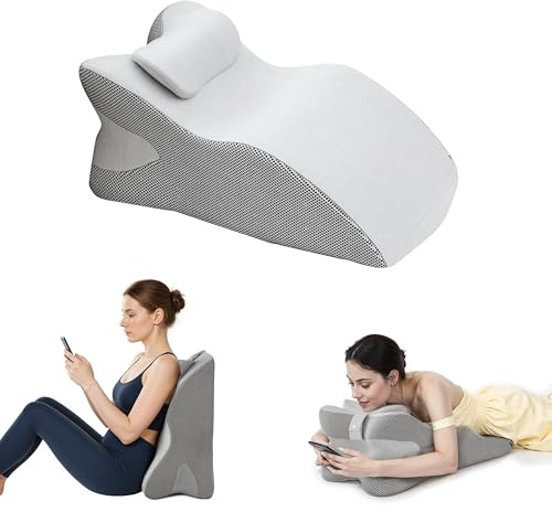 LELEFIDO Cuscino per posizione addominale – Cuscino ergonomico per lettura a letto, con supporto in schiuma e tessuto traspirante, cuscino a cuneo viso verso il basso con rivestimento sfoderabile
