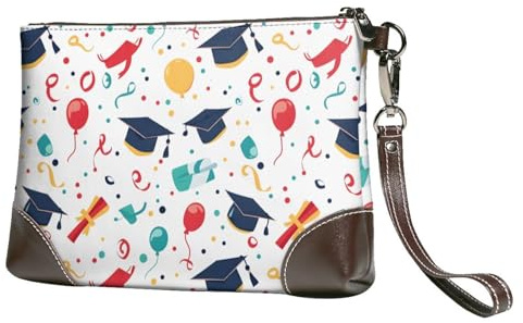 TZTTZT Graduation Cap Balloon Print Wristlet Clutch Purse for Women, Leather Wristlet Wallet Purses and Handbags