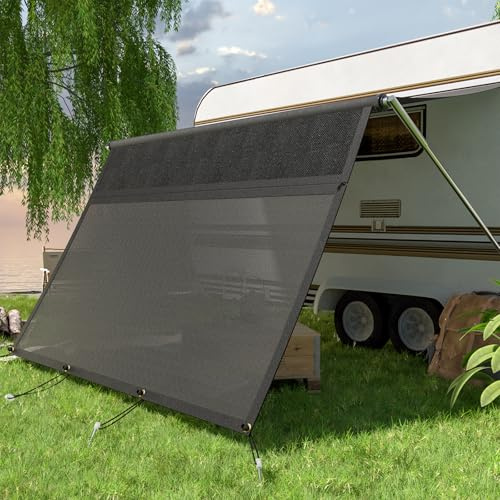 Store de Camping-Car, avec Fermeture éclair, fenêtre panoramique réglable (Tissu + Filet), Protection visuelle et Solaire, Store Universel à Fermeture éclair avec Kits complets, 2,2 m de Haut