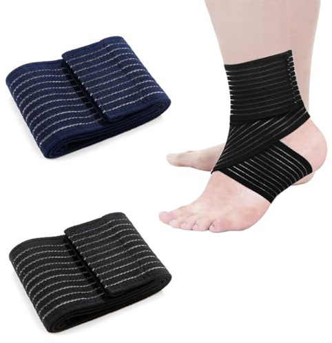 2 Pezzi Cavigliera sportiva, Cavigliera per distorsione, Fascia elastica supporto caviglia regolabile con strappo antiscivolo, tutore caviglia per uomo e donna, distorsioni, slogature e infortuni