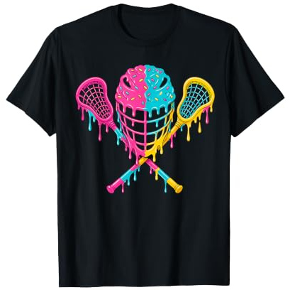 Colorful Ice Cream Drip Helmet Lacrosse T-Shirt