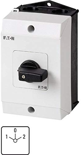 Eaton 207132 Wendeschalter, Kontakte: 5, 20 A, Frontschild: 1-0-2, 60 Grad, Rastend, Aufbau, Grau, Schwarz