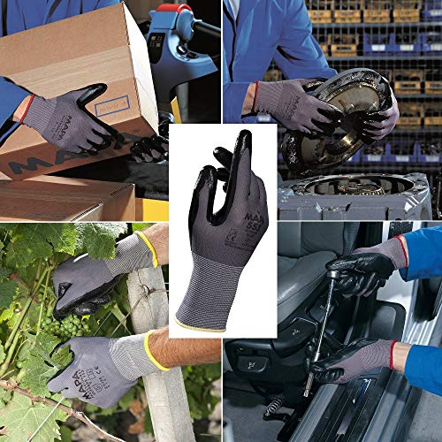 MAPA Professional Ultrane 553 – Nitrilhandschuhe für mechanischen Schutz in der Automobilindustrie, bei Behörden, am Bau und in anderen allgemeinen Bereichen, schwarz, Größe 6 (1 Paar), Schutzhandschuhe