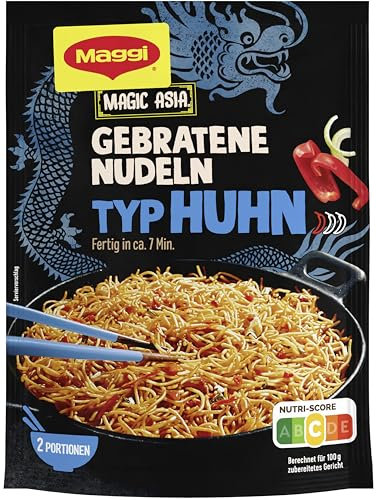 MAGGI Magic Asia Gebratene Nudeln Typ Huhn, leckeres Fertiggericht, Instant-Nudeln, mit Huhn & Gemüsestückchen, asiatisch gewürzt, 1er Pack (1 x 121g)