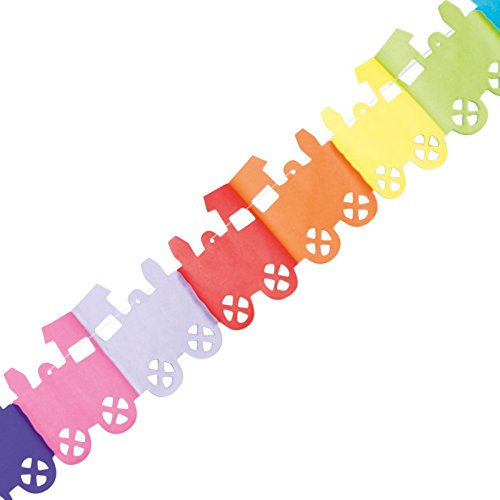 Fancy Dress VIP 4m Rainbow Train Bunting Decoration Kids Nursery Party Mutlicoloured Garland Children's Birthday Classroom Shapes