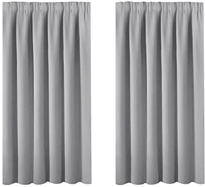 Blackout Curtains Small Curtains for Windows - Super Soft Room Darkening Pencil Pleat Curtains for Nursery Short Window Treatment with Tape Top for Bedroom 46 x 54 Inch, 2 Panels, Dove Grey
