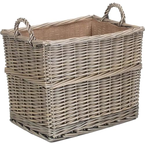 Vanilla Leisure - Log Basket Log Baskets For Wood Burner Indoor Medium Wicker Basket Log Storage Log Fire Lined Log Store Indoors Size:D350xH250xW280mm Small Willow Storage