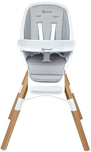 Babygo Carou 360º Hochstuhl, Drehbar, Sicherheitsgurt, Verstellbare, Abnehmbare Fußstütze mit Essenstablett, Weiß