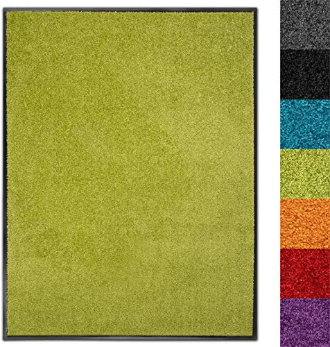 Smutsfångande matta Use&Wash – dörrmatta, rengöringsmatta, dörrmatta för hall, entré – halkfri och tvättbar (60 x 90 cm, citron 110)