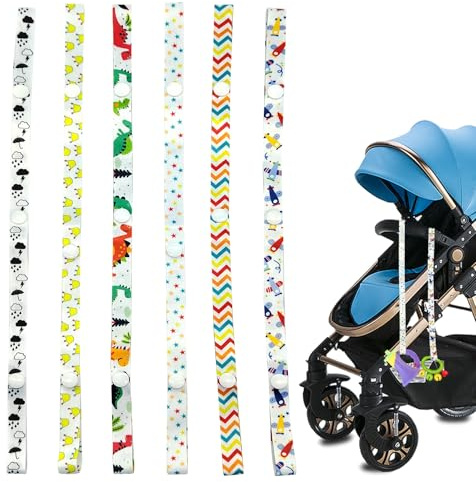Baby Toy Strap, 6Pcs Toy Straps Holder Adjustable Stroller Strap Toy Safety Straps Pram Toy Strap for Pushchair, High Chairs