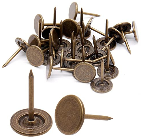 Piutouyar 17 mm / 0.67 Inch Flat Head Thumb Tacks, Bronze, 100Pcs