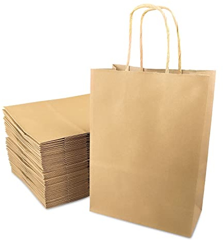 Avesteir 40 Pezzi Sacchetti Carta Kraft 16 x 22 x 8 cm, Sacchetto Regalo con Manici, Buste di Carta, Sacchetti di Carta Marroni per Compleanni, Halloween, Compleanno Bambini, Matrimoni, Shopping
