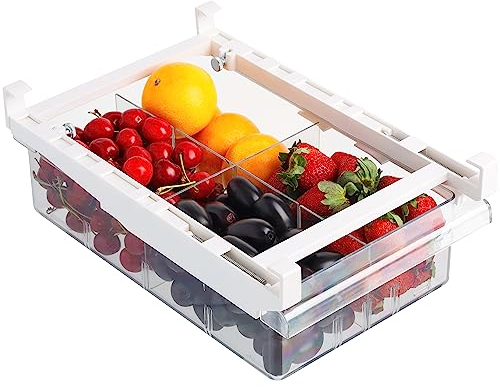 Kurtzy Tiroir Rétractable pour Réfrigérateur - Rangement Organisateur Rétractable en Plastique Transparent Sans Bpa Pour Frigo, Congélateur ou Cuisine - Peut Contenir des Fruits,Légumes & Plus Encore