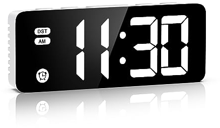 ORIA Digital Alarm Clock, 5.8 Inches LED Bedside Clock for Kids Bedrooms with 4 Dimmable Brightness, 3 Adjustable Volume, Snooze (1.5m USB Cable Included)