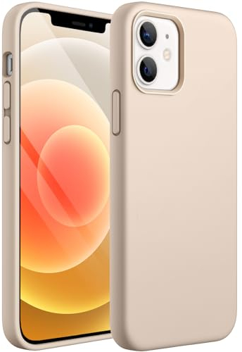 JETech Silikon Hülle für iPhone 12/12 Pro 6,1 Zoll, Ganzkörper Handyhülle mit Seidig-Weicher Berühren, Stoßfest Schutzhülle mit Mikrofaser-Futter (Gold)