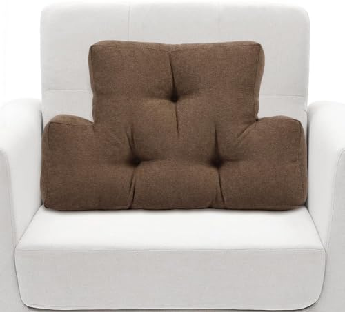 TANYOO Back Pillow for Recliner Lumbar Support Pillow Soft and Fluffy Back Support Cushion Thick Lumbar Cushion for Chairs, Recliners,Sofa, Couch and Bed for Pain Relief Brown