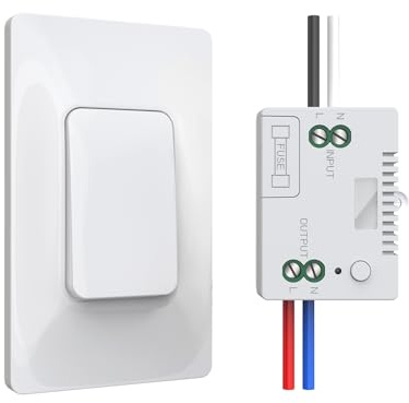 Thinkbee Self-Powered Wireless Light Switch and Receiver Kit, Kinetic Remote Control Wall Switch for Lights LED Lamps Ceiling Lighting Fixture Fans No Battery No WiFi Needed