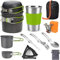 ELEUTH Camping Geschirr Set,9 Teiliges Outdoor Camping Kochgeschirr Set mit Aluminium Camping Töpfe Becher,Camping Kochtopf Set mit Faltbare Besteck Mini Campingkocher für Outdoor Picknick Wandern