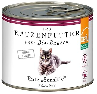 defu Katzenfutter | 12 x 200 g | Bio Ente Sensitiv | Getreidefreies Premium Bio Nassfutter Menü | Alleinfuttermittel für Katzen