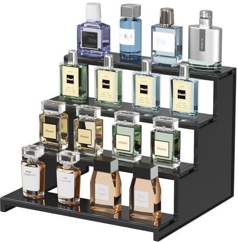 Lifewit Mensola multifunzione nera per acqua colonia, statuette, cura della pelle, oggetti da collezione, per camera da letto, bagno, 30,5 cm, 1 confezione