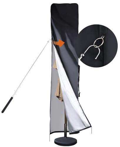Housse de protection imperméable pour parasol déporté de 200 cm/330 cm, pour parasol double de 450 cm, housse de parasol 420D avec tige, fermeture éclair, aération supérieure (230 x 52 x 62 cm)