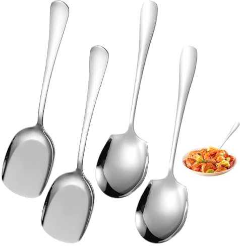 4 Pezzi Cucchiai per Insalata, 22 cm Posate per Insalata Acciaio Inox, Cucchiaio da Portata, Cucchiaio da Insalata a Manico Lungo, Cucchiaio da Servizio per Casa, Banchetto