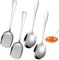 4 Stück Salatbesteck Edelstahl, 22cm Servier Löffel Groß mit Langen Griffen, Vorlegelöffel Edelstahl, Große Servierlöffel Set, Servierlöffel aus Edelstahl Buffet, Serving Spoons für Zuhause, Bankett