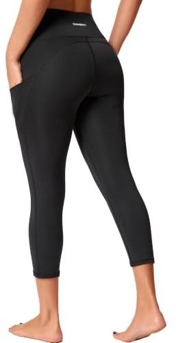 CAMBIVO Capri Leggings for Women, High Waisted Yoga Pants with 3 Pockets