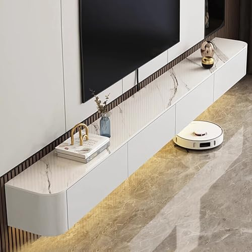 Coubird Mobile TV sospeso in legno massello, mobile TV moderno soggiorno per l'archiviazione, mobile porta TV con ante，Mobili per soggiorno, camera da letto, ufficio (Bianco-B, 160cm/63.0in)
