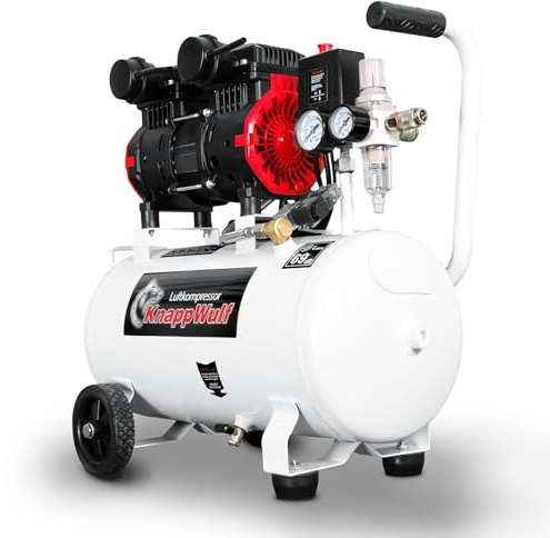 KnappWulf Viskande kompressor, tryckluftskompressor, KW4024 med 24L 10 bar 1100 watt 1,5 PS inkl. vattenavskiljare, kondensavloppskran