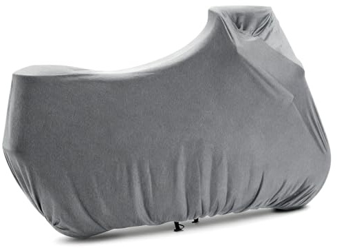 BHIEE Telo Coprimoto Elastico per Interno – Stretch Traspirante Antipolvere per Garage, per Scooter e Moto, 245 x 104 x 125 cm, Grigio Chiné Chiaro