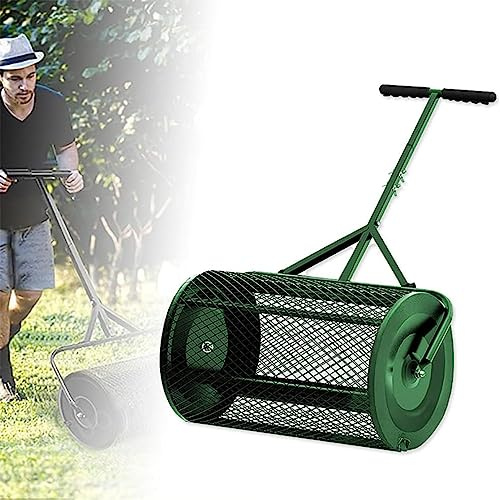 Épandeur de fumier léger avec maille métallique et poignée en T, tambour d'épandage de compost pour plantation et semis