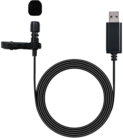 USB External Microphone W/Collar Clip Mic & Cable for Smartphone Laptop PC